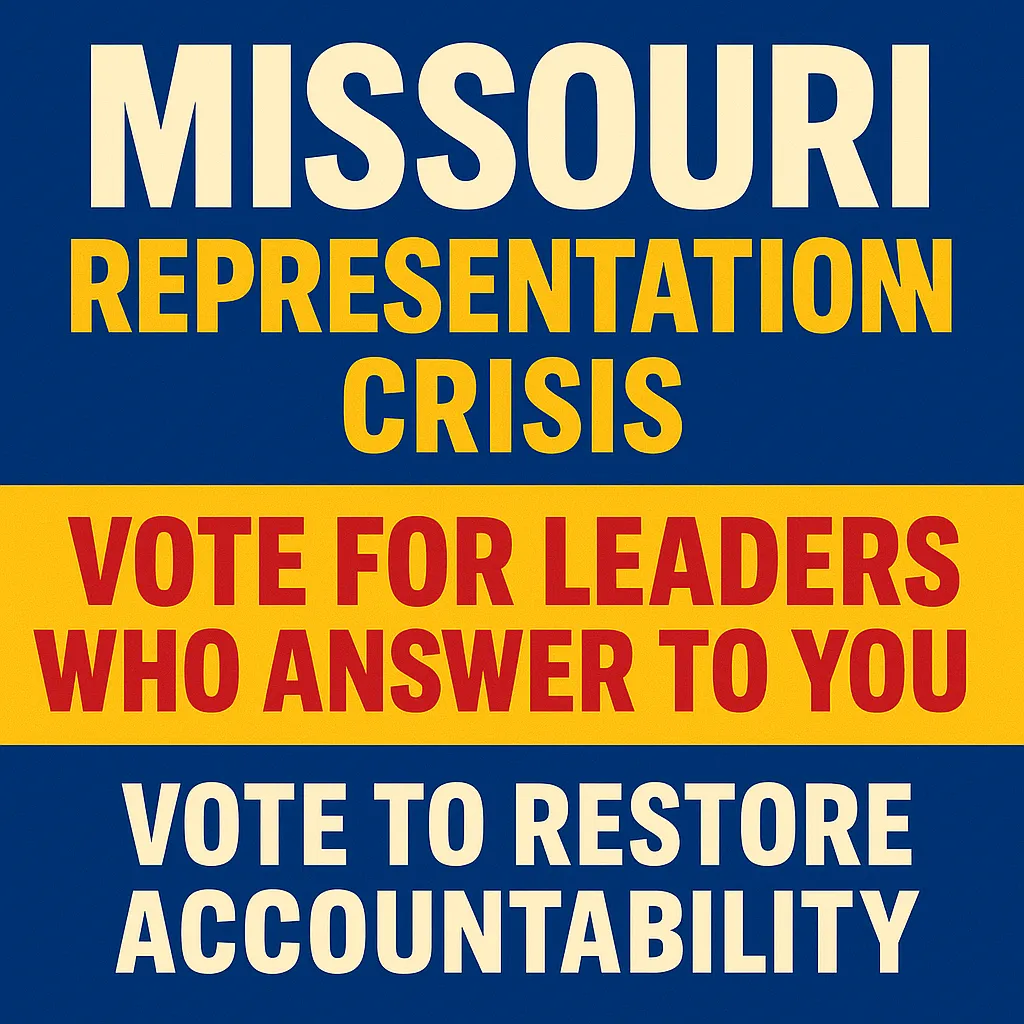 Missouri representation crisis — vote for leaders who answer to the people.