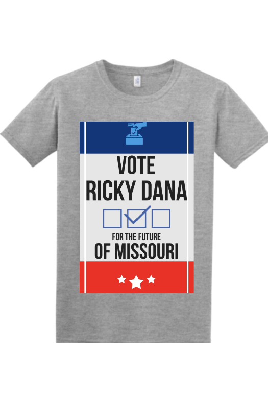 Show your support for Ricky Dana for Congress!

Every shirt helps power our grassroots campaign to bring Missouri values to Washington. Wear it proudly at rallies, community events, or around town and let folks know you’re standing for the future of Missouri.